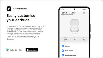 Auriculares Xiaomi Redmi Buds 6 Play – Redução de Ruído IA, Touch, BT 5.4