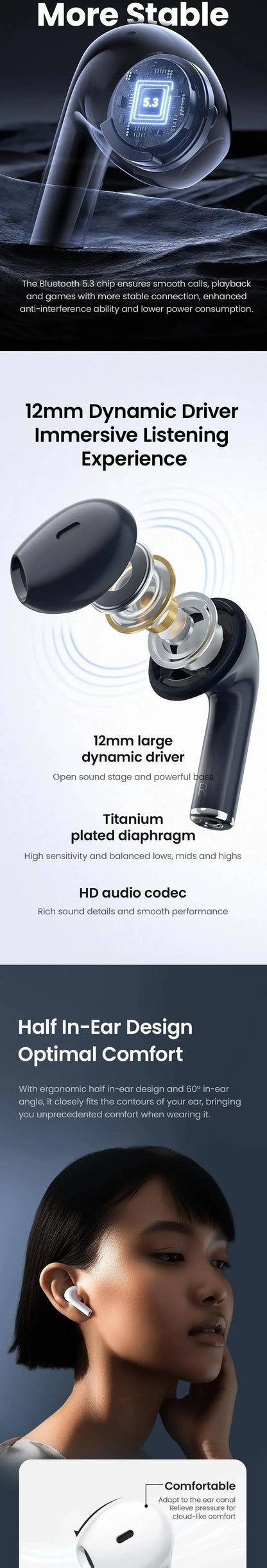 Auriculares HAYLOU X1 Bluetooth 5.3 – 24h Bateria, IPX4, Controlo por App