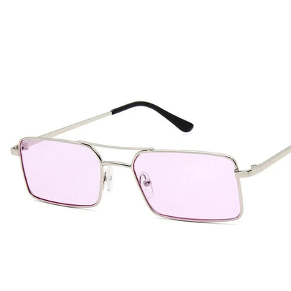 Óculos de Sol Quadrados Pequenos Vintage – Metal, Unissexo, Dupla Ponte