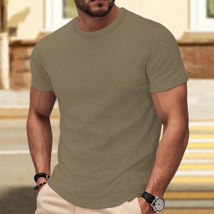 T-shirt Masculina Slim Fit Textura Piqué — Verde Militar, Azul, Branco e Preto