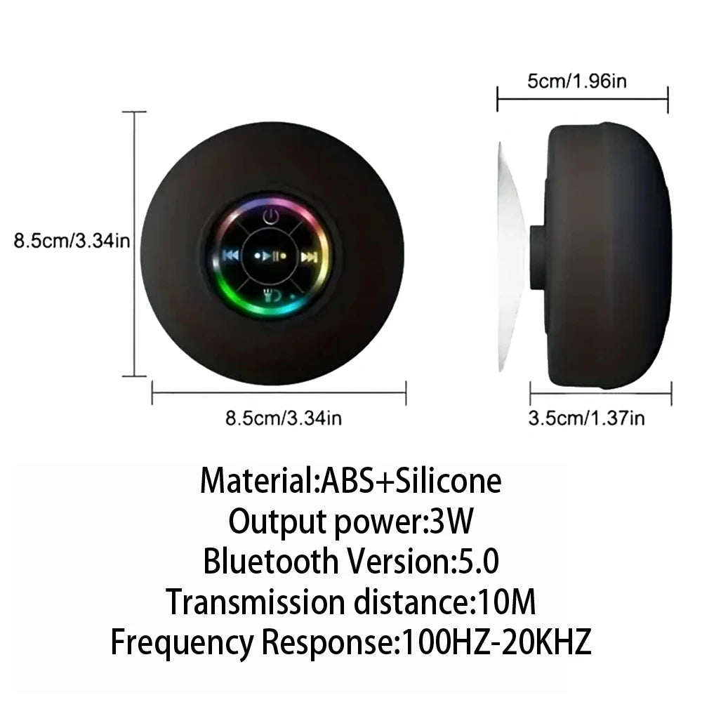 Coluna Bluetooth Sem Fios Portátil Luz LED Altifalante à Prova de Água IPX4 Coluna Para Exterior Casa de Banho