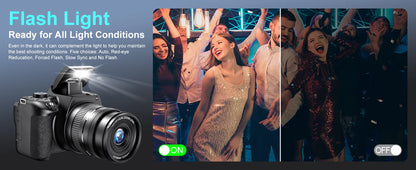 Câmara Digital 4K 72MP – 12x Zoom Ótico, WiFi, Flash, Autofocus, YouTube