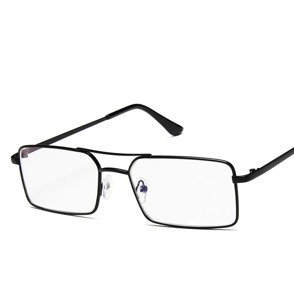 Óculos de Sol Quadrados Pequenos Vintage – Metal, Unissexo, Dupla Ponte