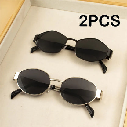 Pack 2 Óculos de Sol Redondos Punk Vintage – Armaoção Metal, Femininos