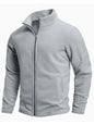 Men's spring and autumn solid color fleece warm top, warm and comfortable zippered cardigan for men's outdoor leisure