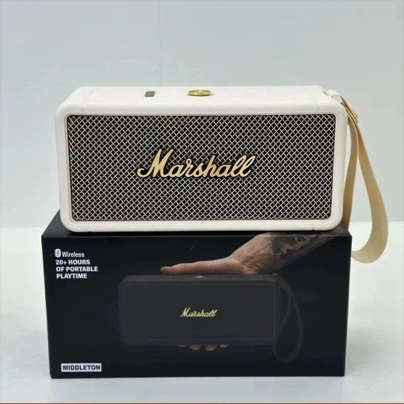 Coluna Marshall Bluetooth 5.0 Original – IPX4, Graves Profundos, Exterior
