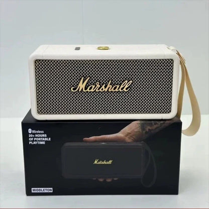 Coluna Marshall Bluetooth 5.0 Original – IPX4, Graves Profundos, Exterior
