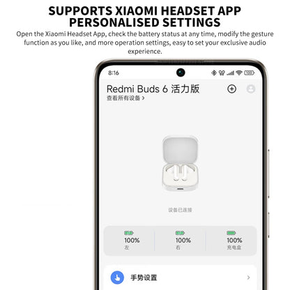 Auriculares Xiaomi Redmi Buds 6 Vitality Edition – BT 5.4, 30h, 5 Modos de Som