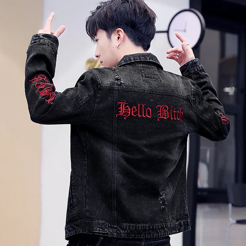 New Men's Short Denim Jacket Casual Style Ripped Jeans Cotton Material Spring Autumn Wear Resistant And Comfortable Fit