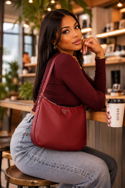 Mala GUESS Hobo Ombro Vermelho Bordeaux