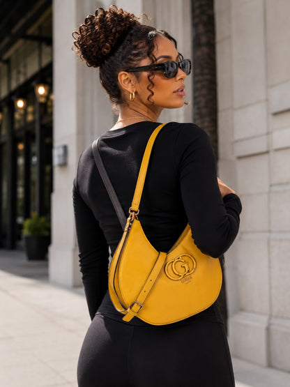 Mala GUESS Hobo Crossbody GG Amarelo Mostarda